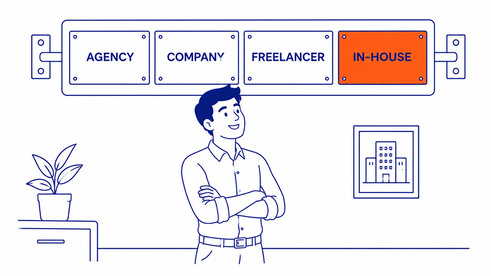 Agency, company, freelancer, or in-house team: The labels blur in practice. Illustration for what is an seo agency.