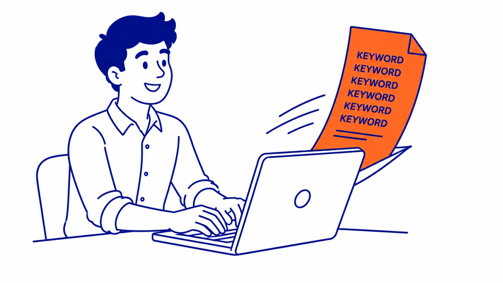 Common SEO Writing Mistakes: Keyword stuffing tops the list. Illustration for what is seo writing.