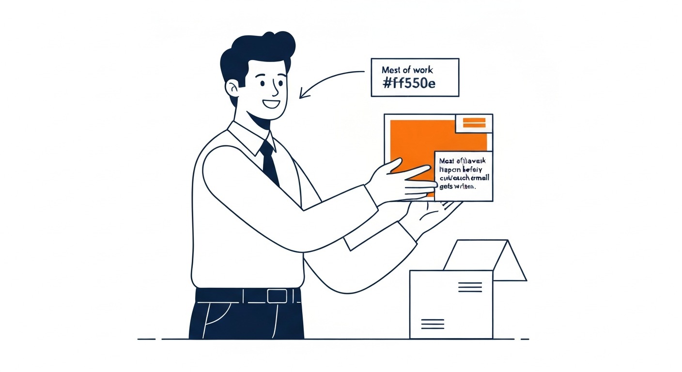 How the Link Building Process Works: Most of the work happens before any outreach email gets written. Illustration for what is link building in SEO in Calgary.