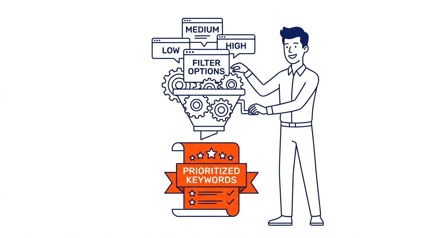 How to Filter and Prioritize Keyword Ideas — Above the keyword ideas list: that is where the filter options live in the keyword planner tool. Illustration for Google Keyword Planner in Calgary.