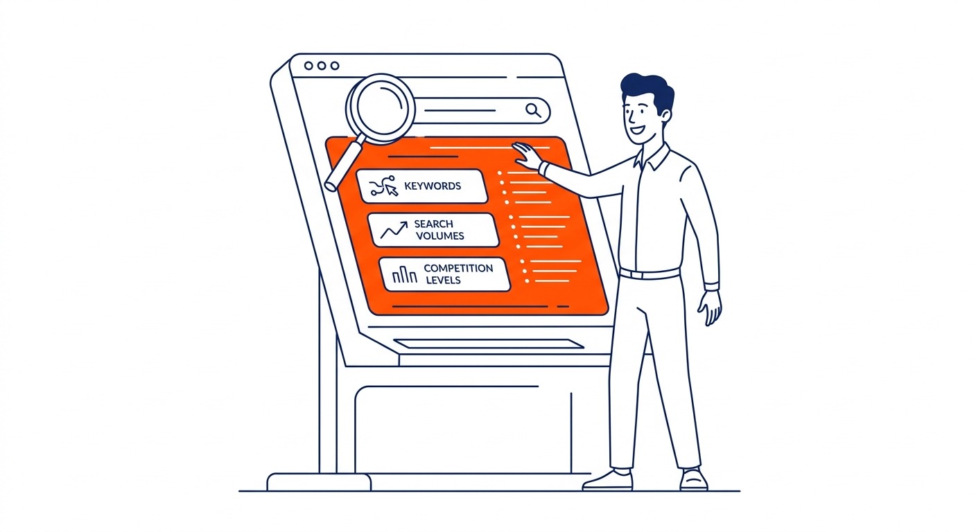 How to Use Keyword Search Tools: The tools for keyword research make the data accessible. Illustration for how to use keywords for SEO in Calgary.