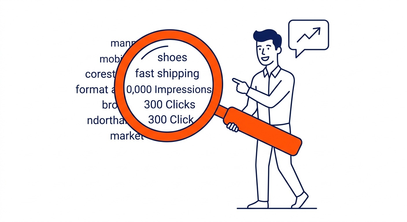 Keyword Research: Finding What a Web Page Targets — For your own website, start with Google Search Console. Illustration for how to search keywords on web page in Calgary.