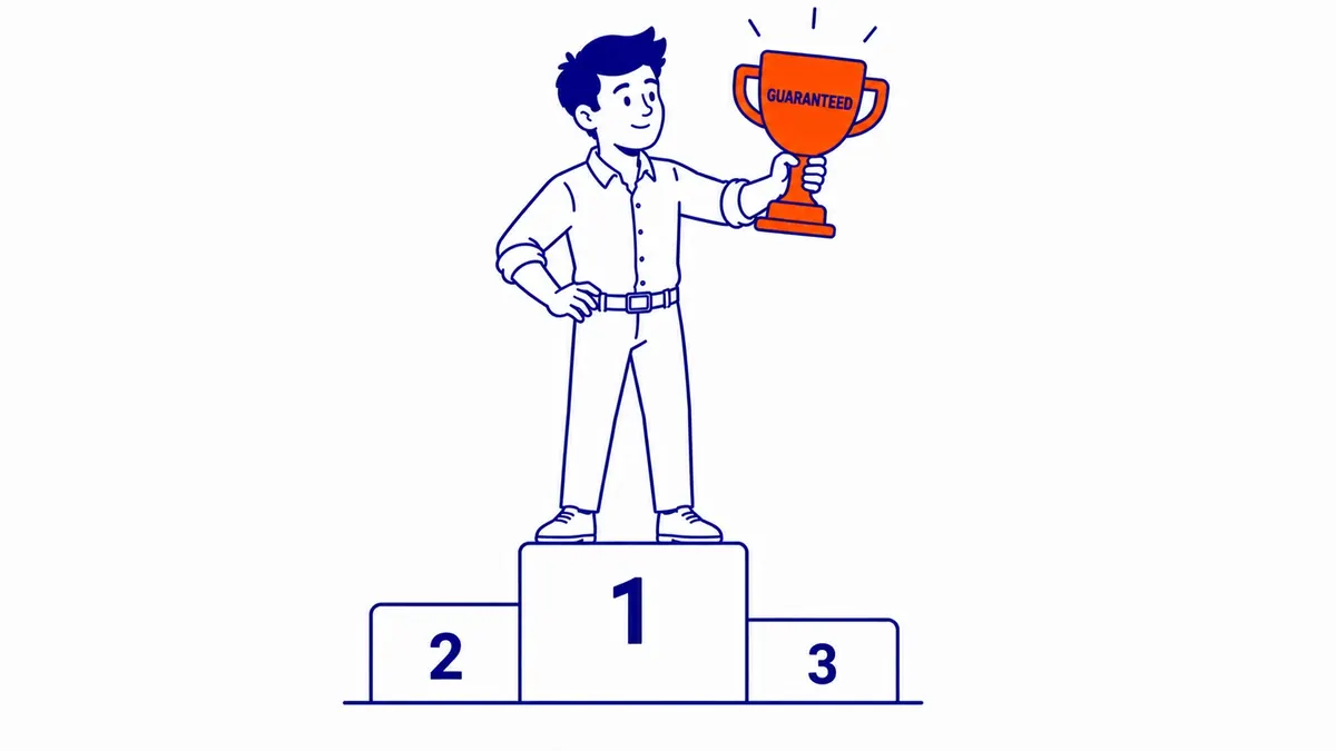 Red Flags That Should End the Conversation: Guaranteed rankings are the clearest red flag in the industry. Illustration for how to choose the right seo company.