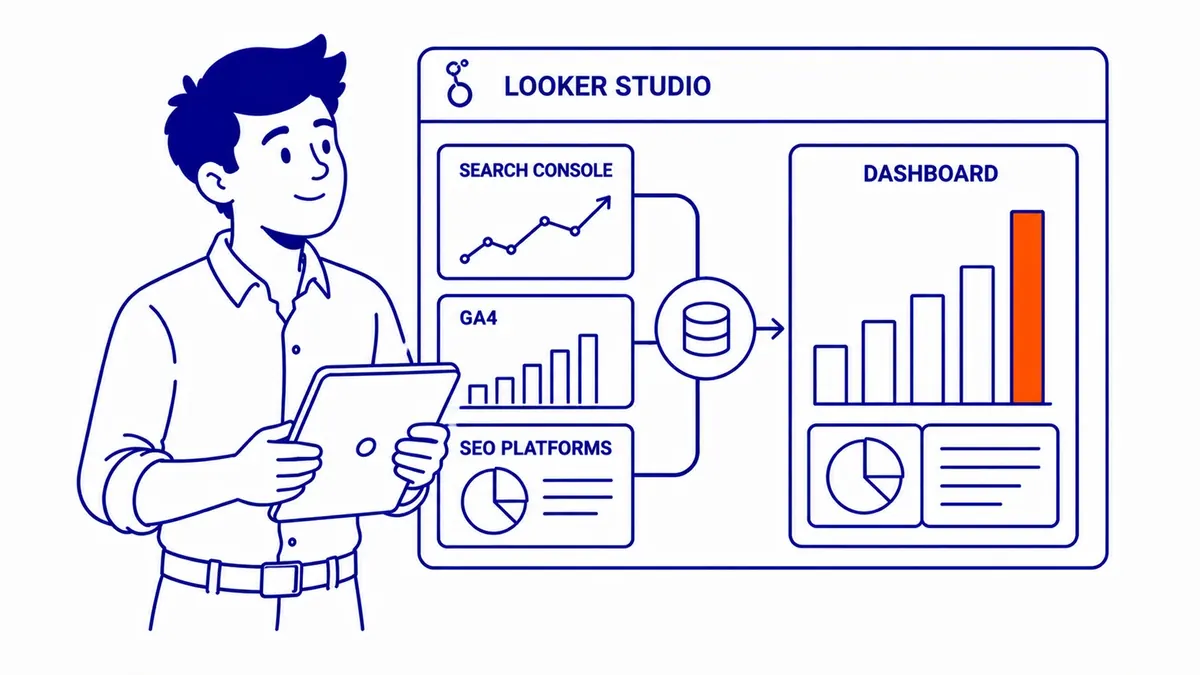 Tools That Automate the Work: Google Looker Studio pulls from Search Console, GA4, and most SEO platforms simultaneously. Illustration for how to create seo report.