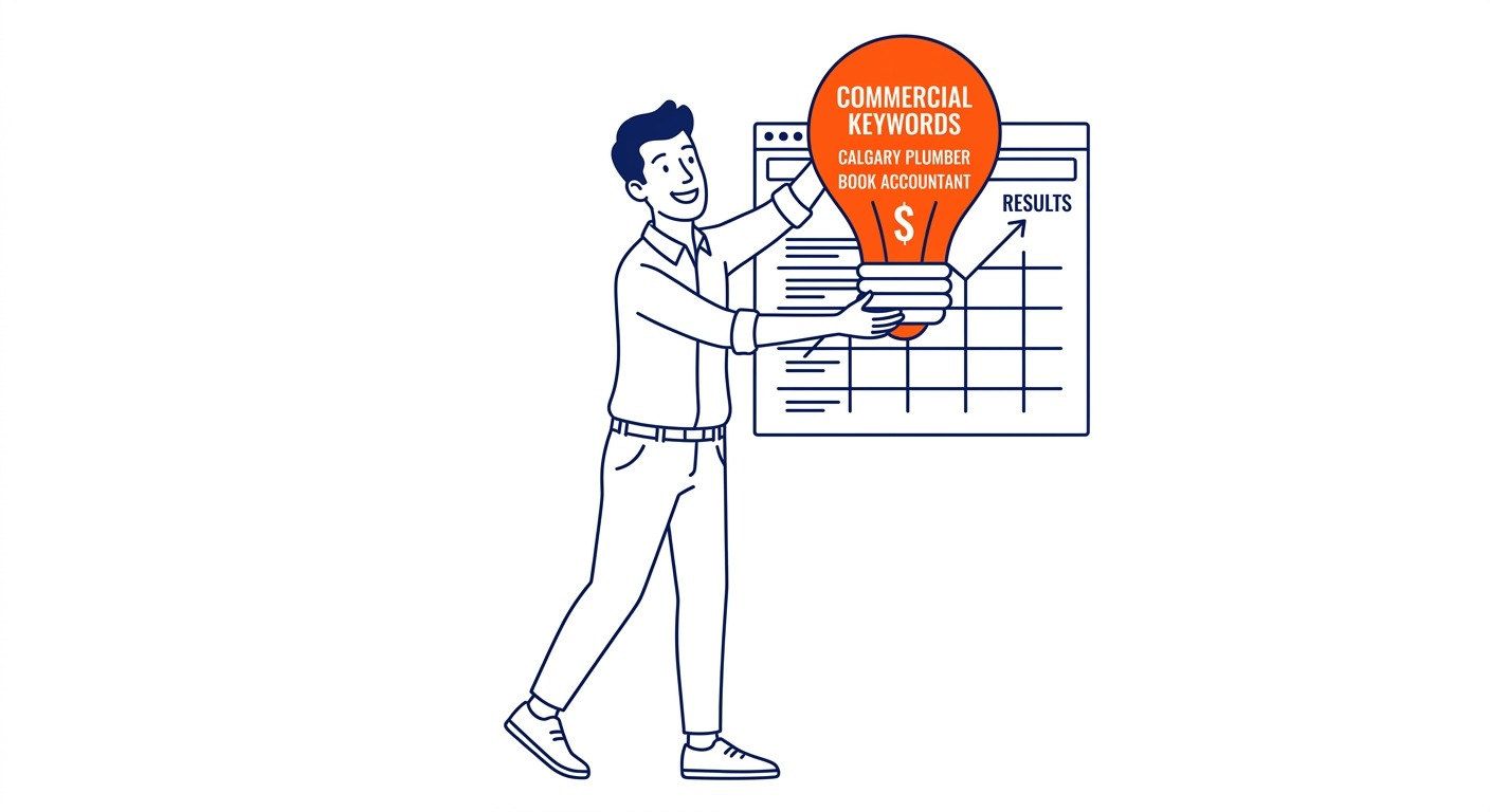 Types of Keywords to Target — Not every Google keyword is worth the same thing. Illustration for how to find Google keywords in Calgary.