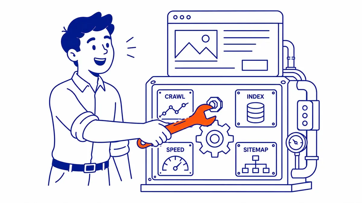 Using AI for Technical SEO: Technical work is where AI quietly shines, and it gets the least attention. Illustration for how to use ai for seo.