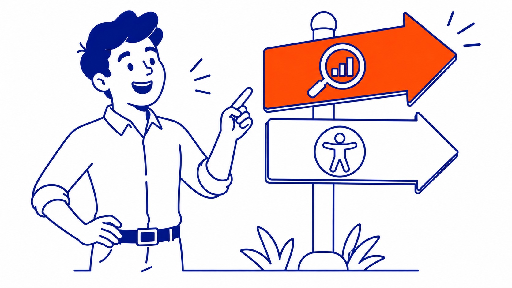 What Alt Text Actually Does for Your Pages: Two jobs. Illustration for how to write alt text for images for seo.