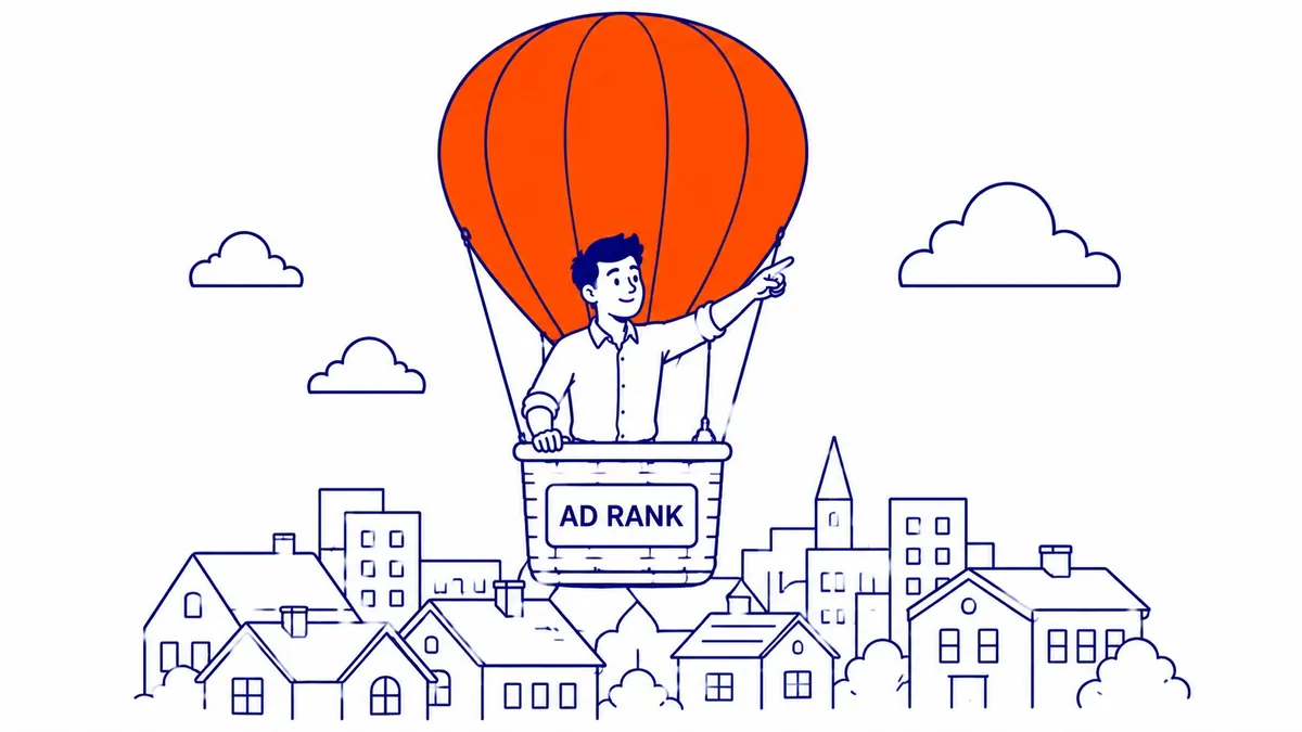 What Determines Where Your Ad Appears: Ad Rank. Illustration for how does google ads work.