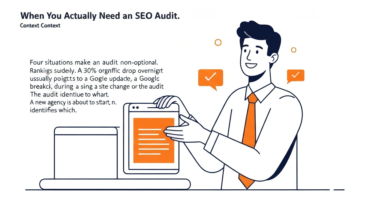 When You Actually Need an SEO Audit: Four situations make an audit non-optional. Illustration for how to do an SEO audit in Calgary.