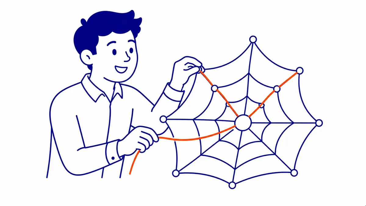 Fishing lines in water with one catching a prized fish — quality over quantity metaphor for link building strategy