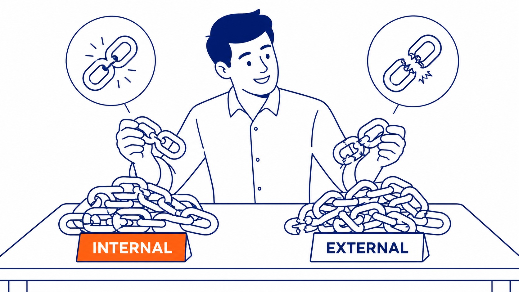 Comparison of internal broken links versus external broken backlinks and their SEO impact