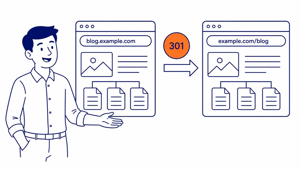 301 redirect mapping from subdomain blog URLs to new subdirectory URLs