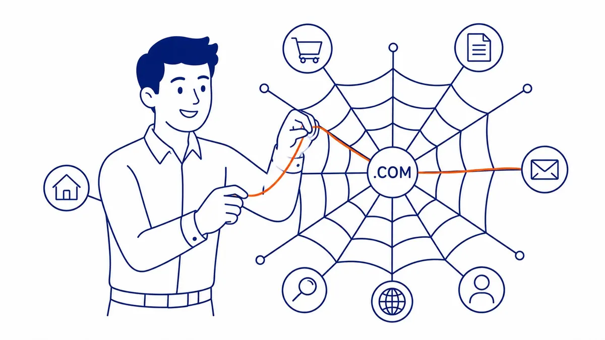 Domain age and accumulated backlink authority as background SEO signals. Illustration for does domain name affect SEO.