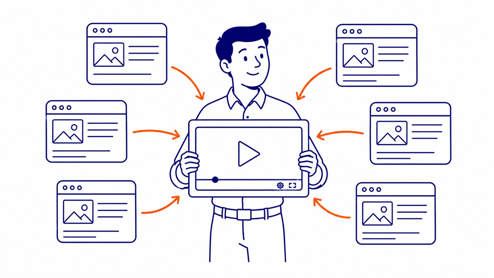 Split-screen showing a website with embedded video on the left and a backlink profile tool on the right