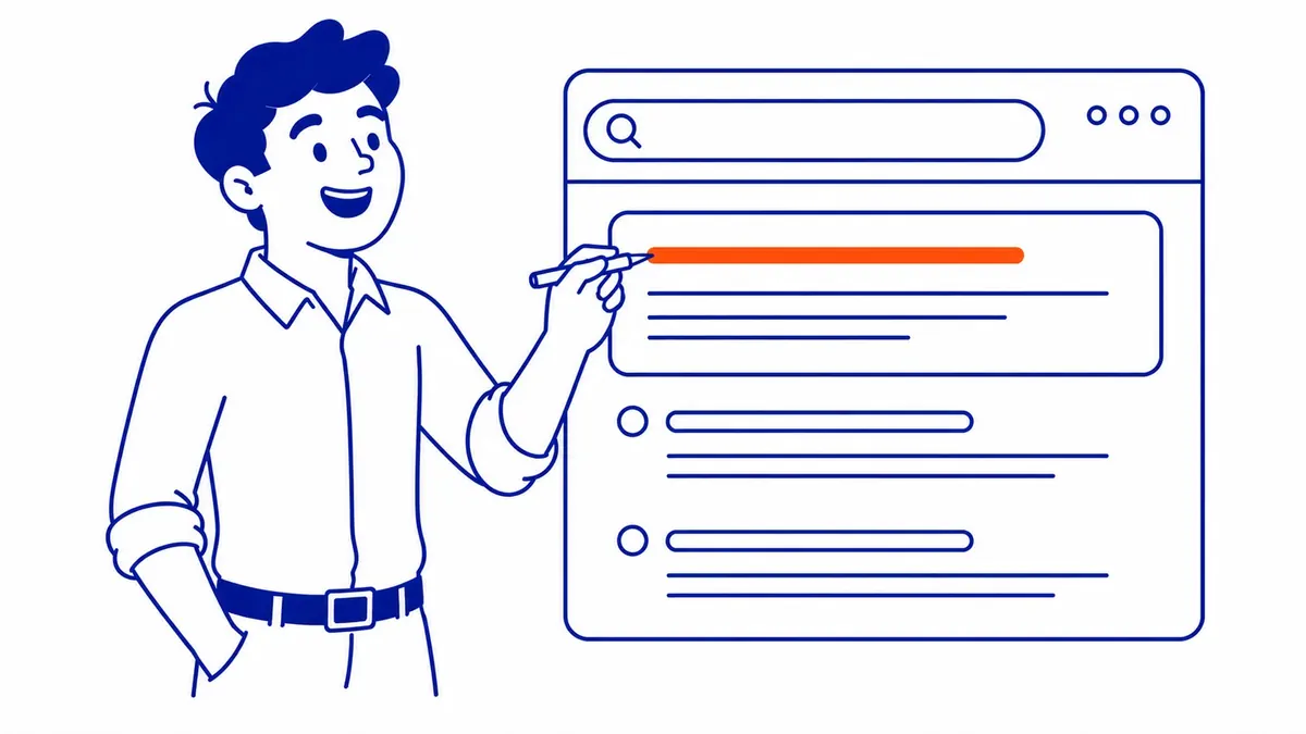 How to Write Meta Descriptions for SEO: A meta description is the short block of text that sits under your page title in the search results. Illustration for how to write meta descriptions for seo.