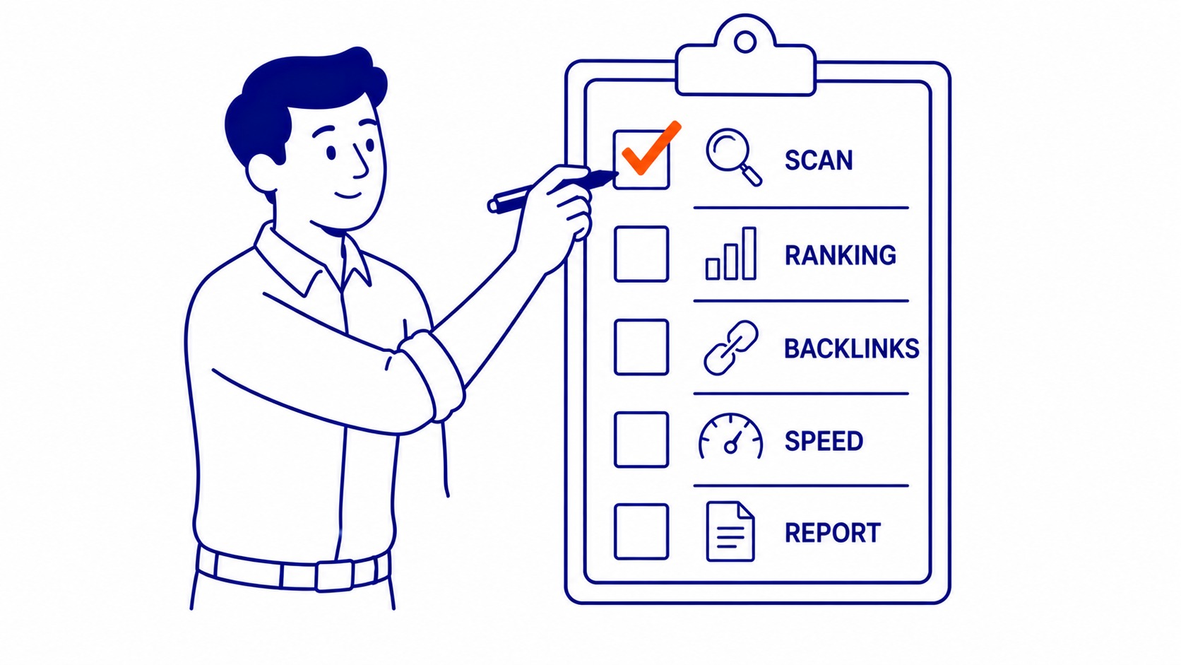 What is an SEO checker. SEO checker tool guide for businesses. Illustration for SEO checker article.