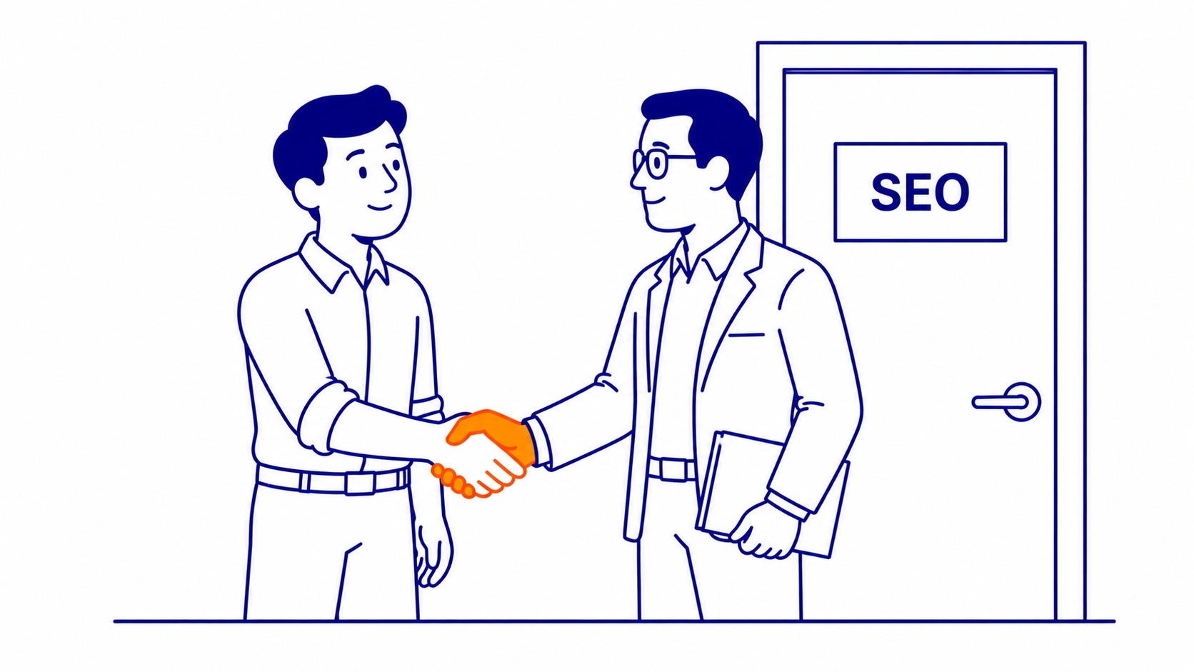 What is SEO consulting. SEO consultant advising on search strategy and technical audit. Illustration for SEO consulting guide.