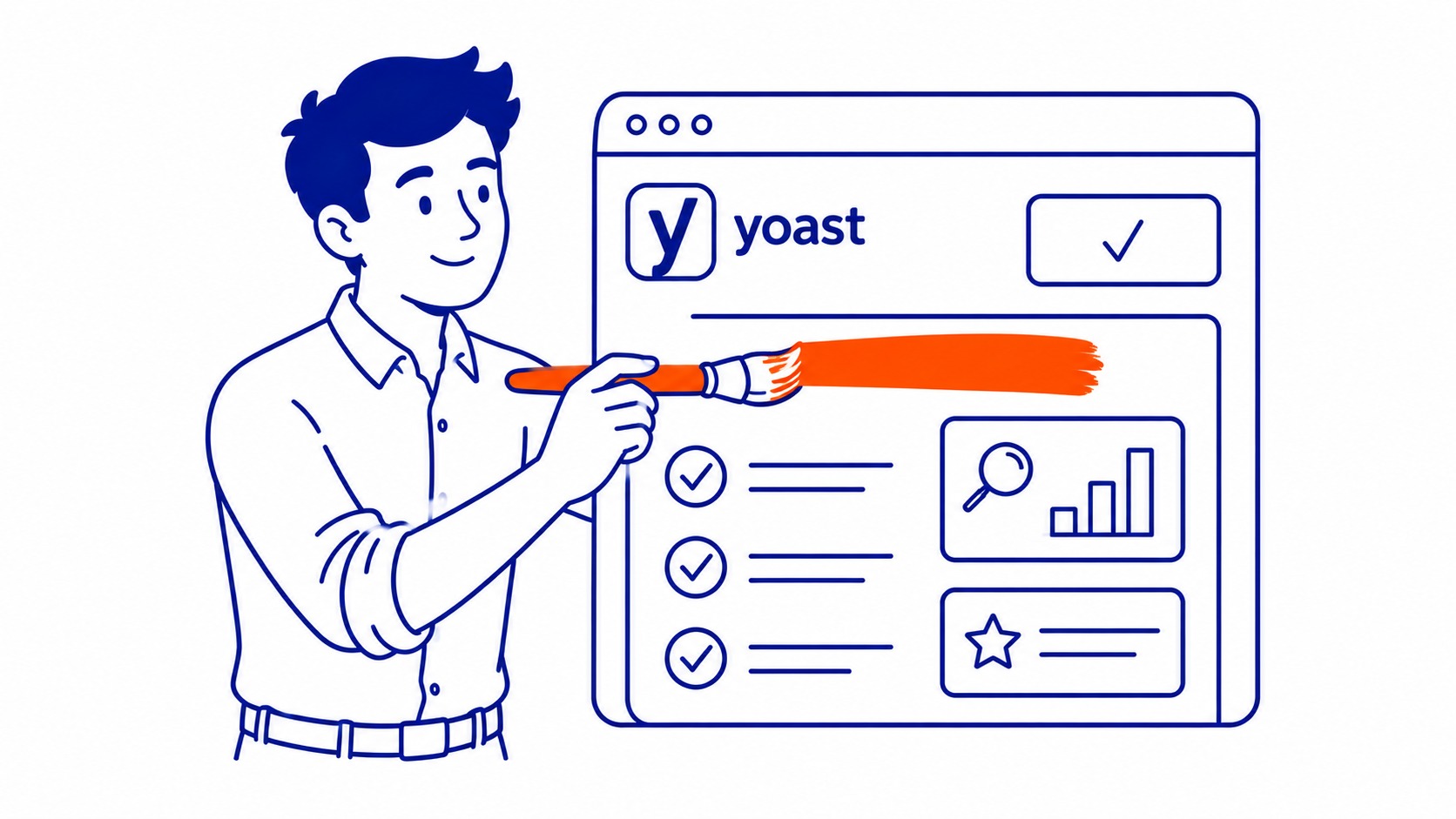 What Is Yoast SEO?: Yoast SEO is a WordPress plugin that helps you optimize the content on your site for search engines. Illustration for what is yoast seo.