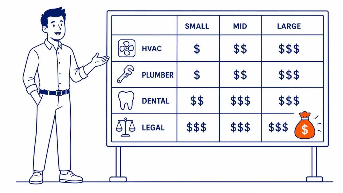 PPC cost by business size and Calgary industry