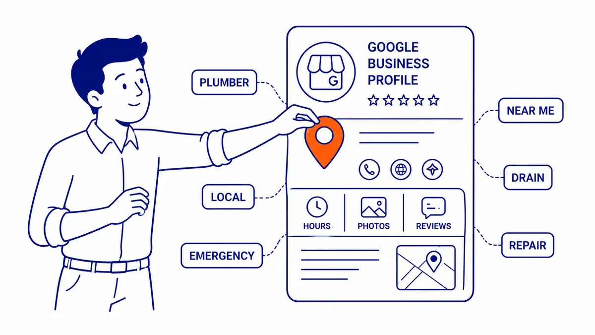google business profile listing showing keyword-rich business information in local search results