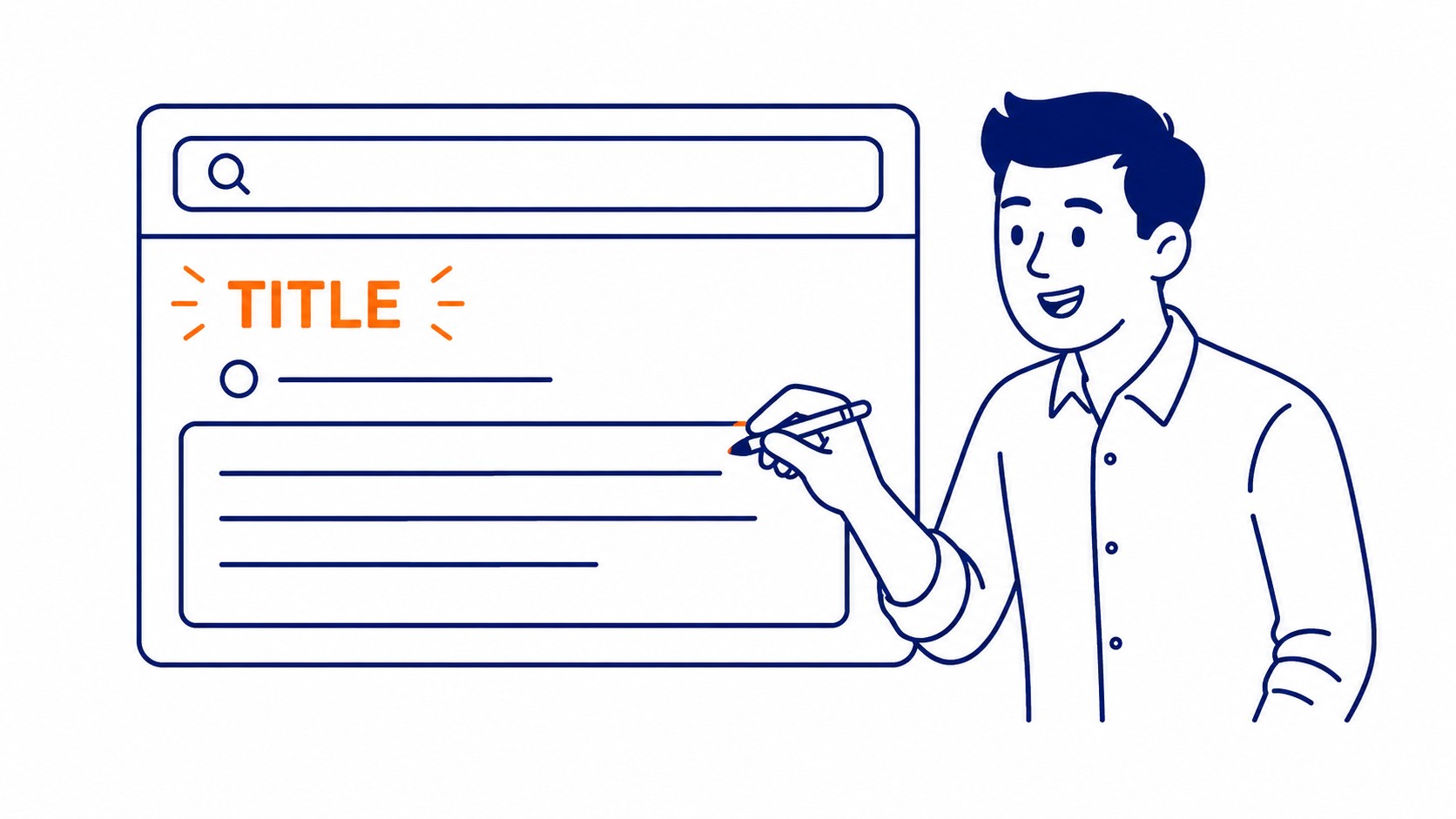 Website content editor showing H1 H2 H3 heading structure with keyword placement in headings