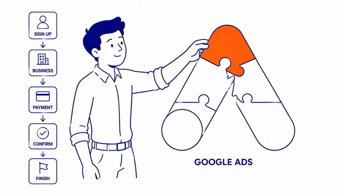 Google Ads account setup screen showing the sign-in and account creation options