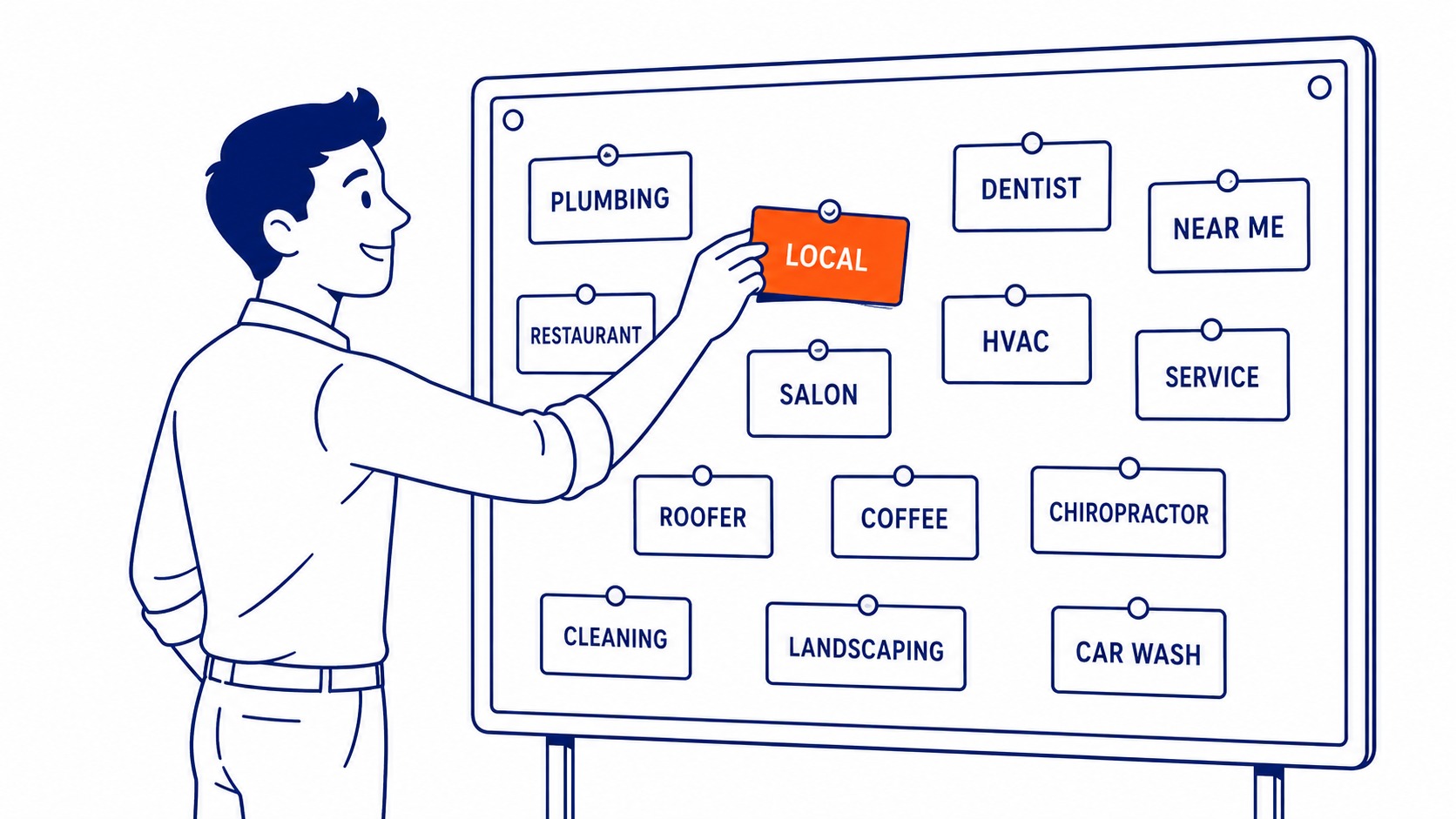 Screenshot-style illustration of Google Search Console queries report showing local search terms generating impressions