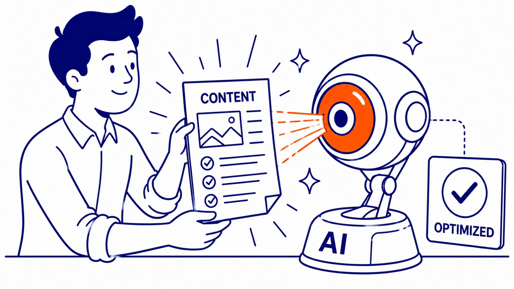 How to Optimize Content for AI Search Engines: Search Console data shows the shift in click patterns since 2024. Illustration for To-The-TOP! guide to AI search optimization.