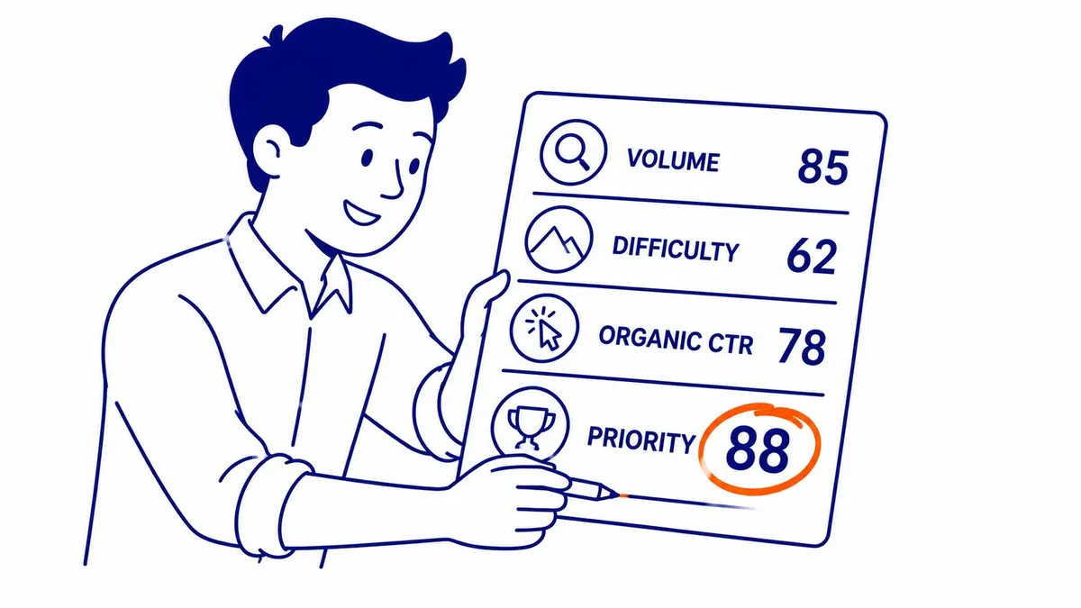Moz keyword difficulty score chart showing 0-100 scale and competitive assessment