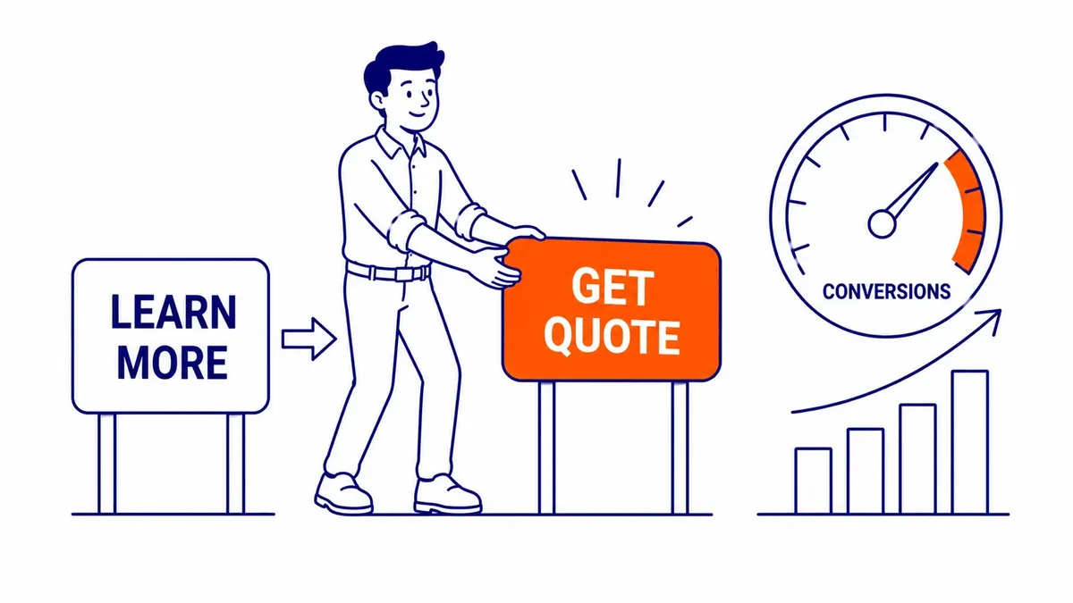 Call to action examples comparing specific versus generic CTA buttons in Google Ads copy