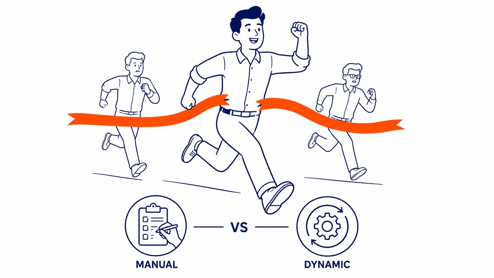 Comparison diagram showing manual sitelinks set by the advertiser versus dynamic sitelinks generated by Google automatically