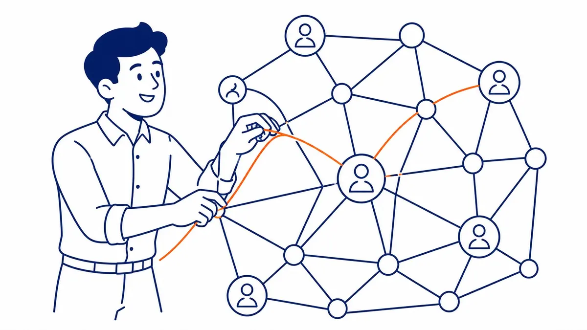 Financial services link building strategy diagram showing target publications including trade journals, professional associations, and fintech sites