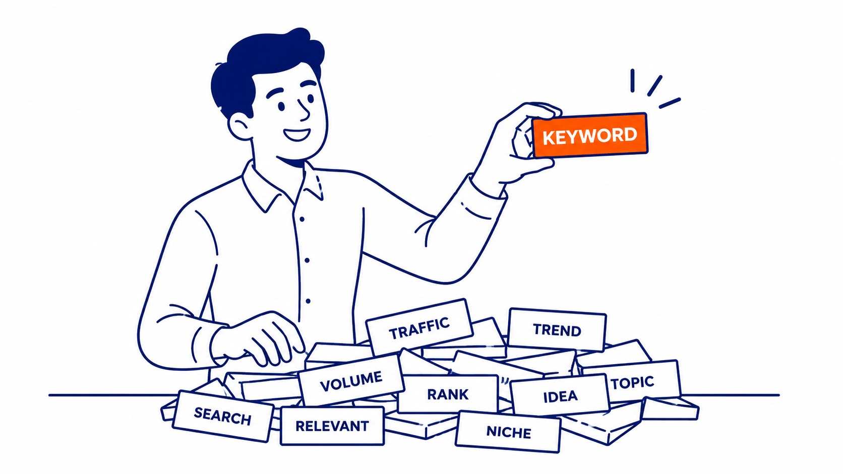 Keyword research process mapping search volume, buyer intent clusters, and long-tail opportunity