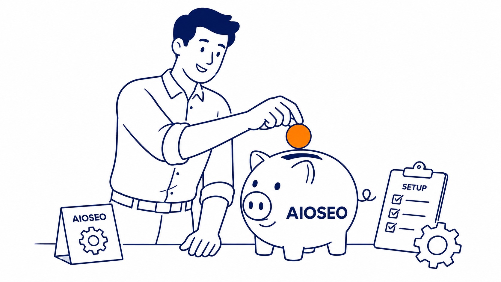 AIOSEO plugin setup wizard in WordPress dashboard showing configuration steps