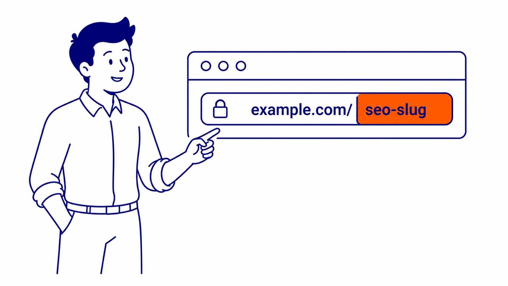 Diagram showing the components of a URL with the SEO slug segment highlighted