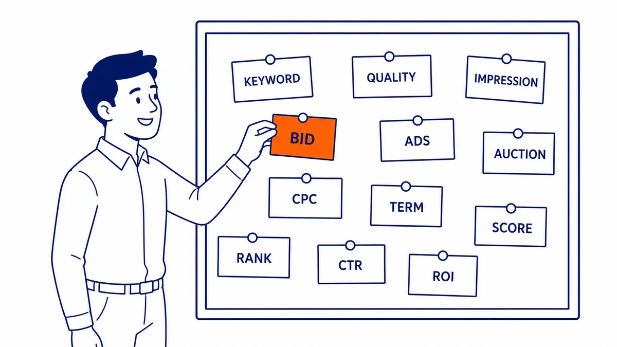 Visual showing Quality Score impact on keyword bidding outcomes