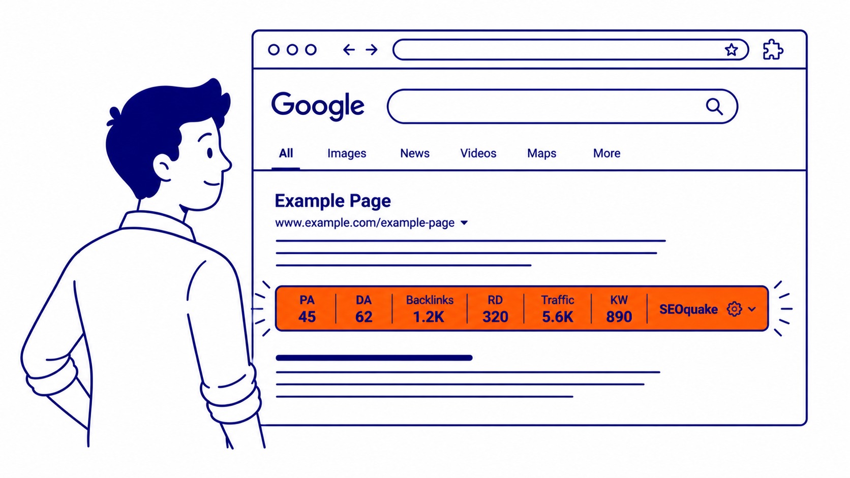 What Is SEOquake: The SEO bar overlays metrics on every search result. Illustration for Calgary SEO.
