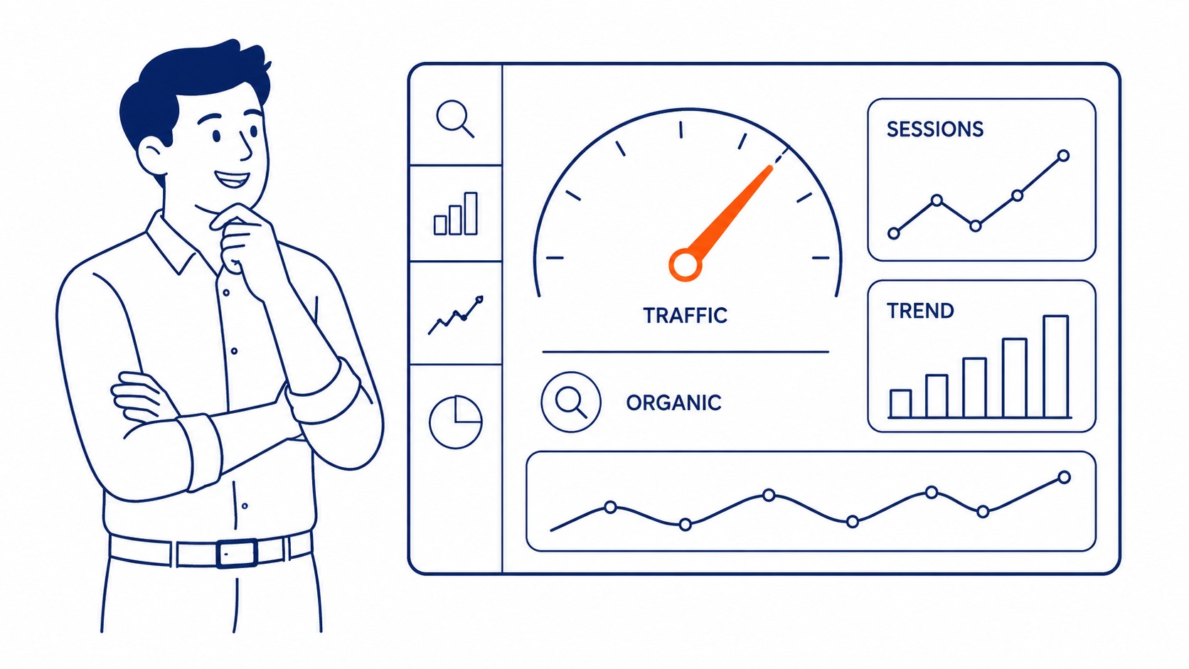Google Analytics dashboard showing organic search channel sessions