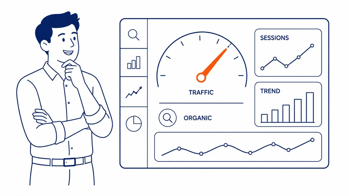 Google Analytics dashboard showing organic search channel sessions
