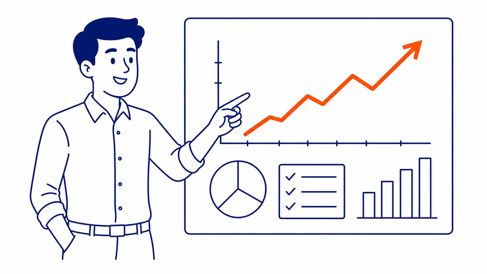 Marketing manager reviewing an SEO performance report showing ranking shifts and organic traffic changes over time