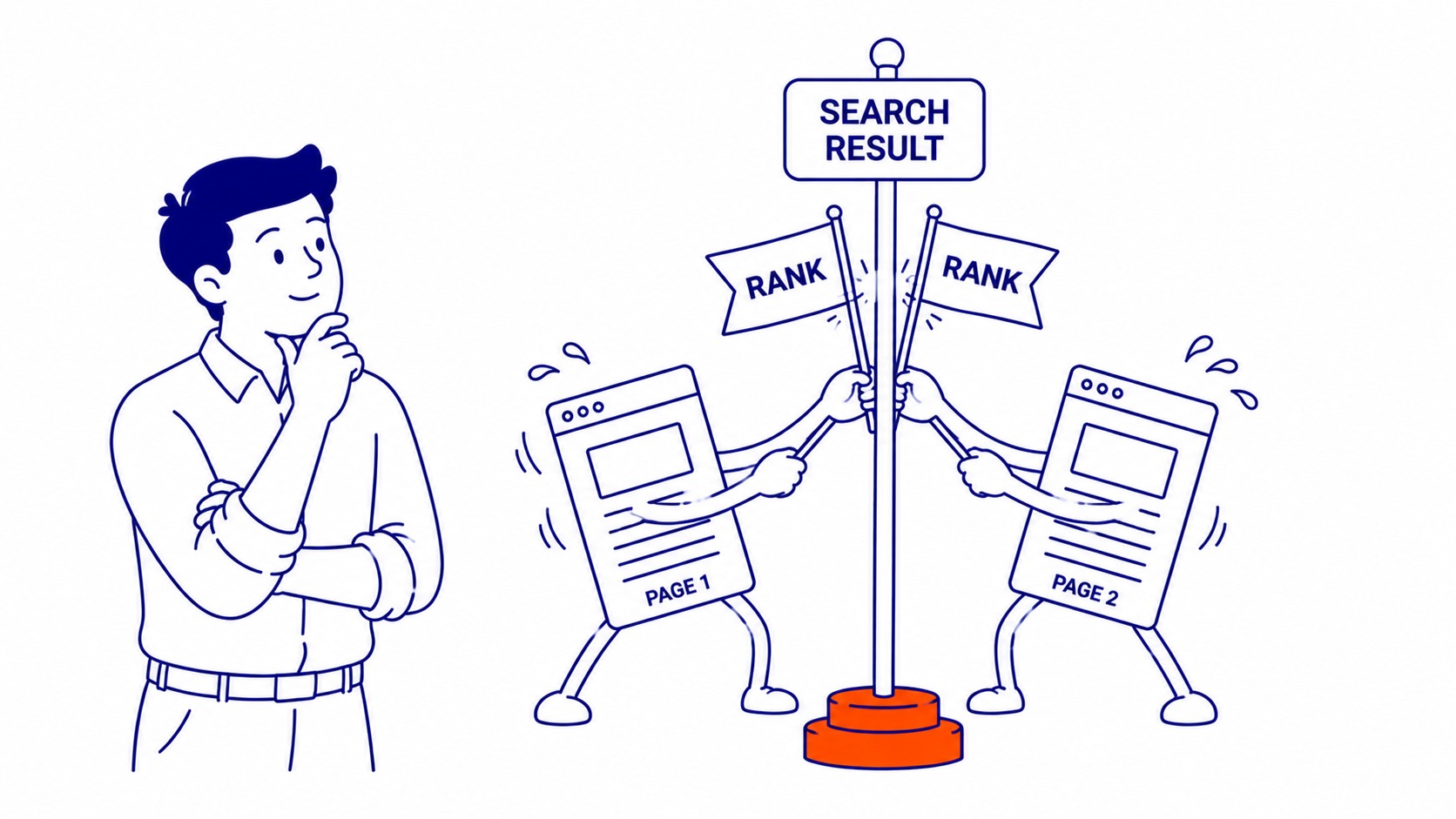 Search engine indexing flowchart showing how Google selects one version when duplicate content exists at multiple URLs