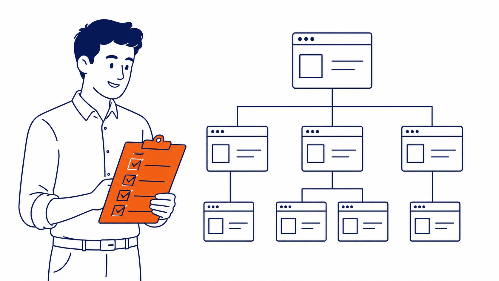 Illustration showing unique content standing out from duplicate pages in search results