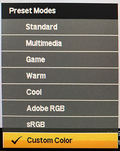 monitor calibration tool preset modes